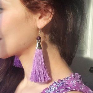 Purple Gorgeous Tassel Drop Earrings